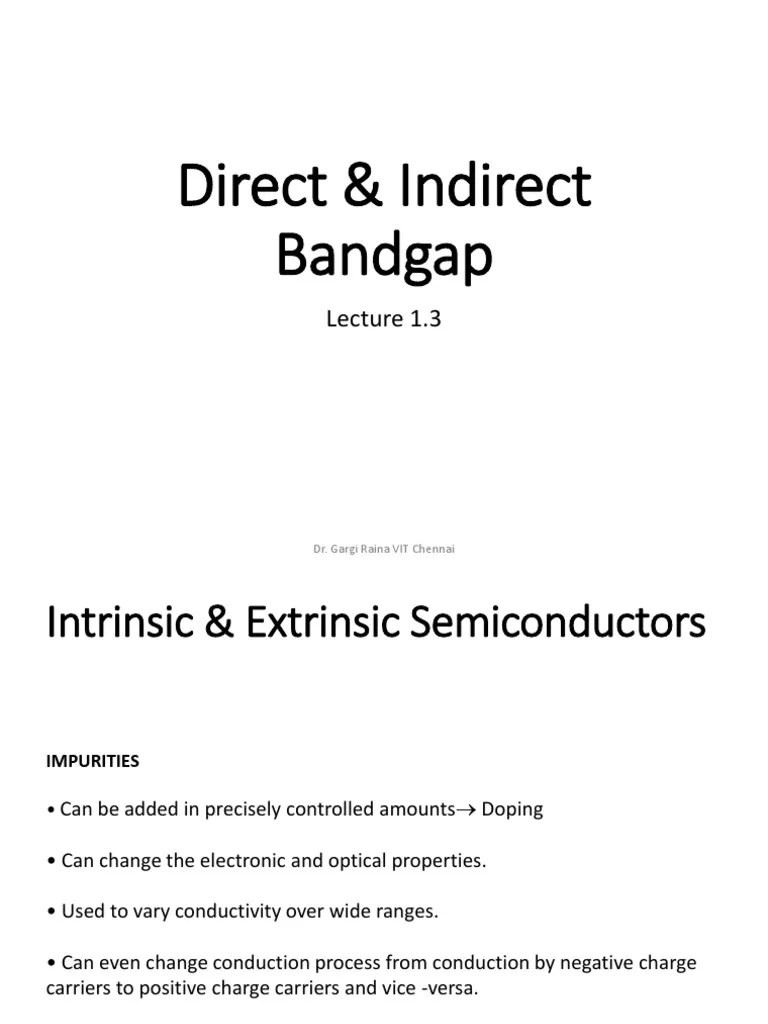 Lecture 1.3 Intrinsic & Extrinsic Semiconductors Mod | PDF | Doping ...