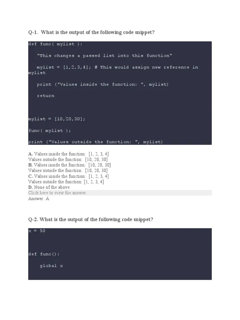 Python Function Q&A - 1 | PDF | Object Oriented Programming | Notation