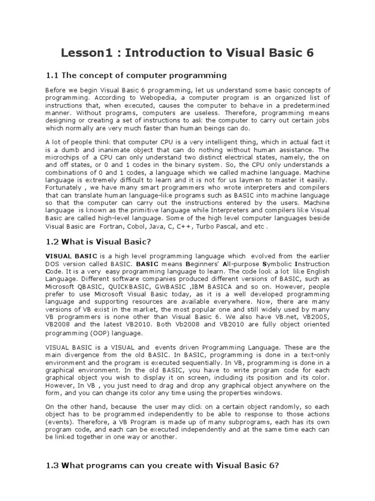 Visual Basic Tutorial | PDF | Data Type | Basic