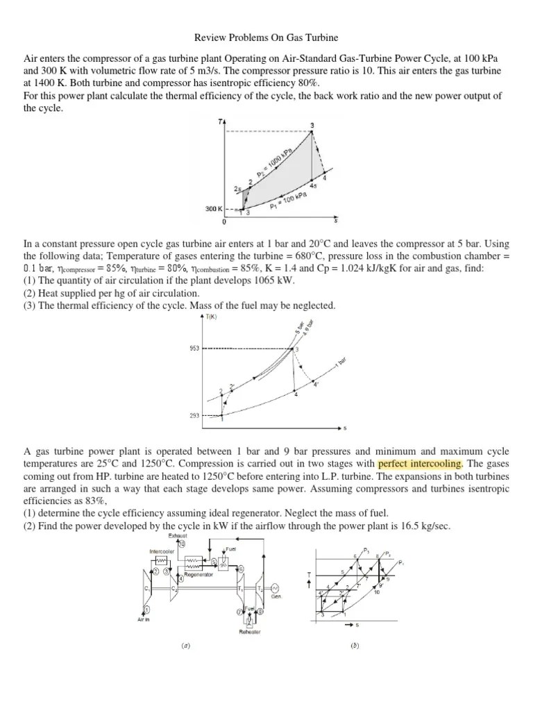 Review Problems On Gas Turbine | PDF | Gas Turbine | Turbine