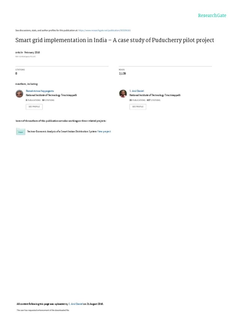 Smart Grid Implementation In India - A Case Study Of Puducherry Pilot Project | PDF | Smart Grid ...