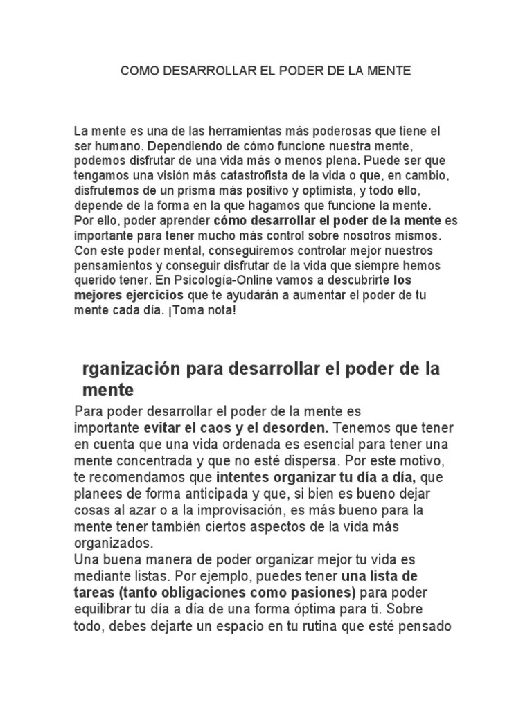 El Poder De La Mente | PDF | Mente | Dormir