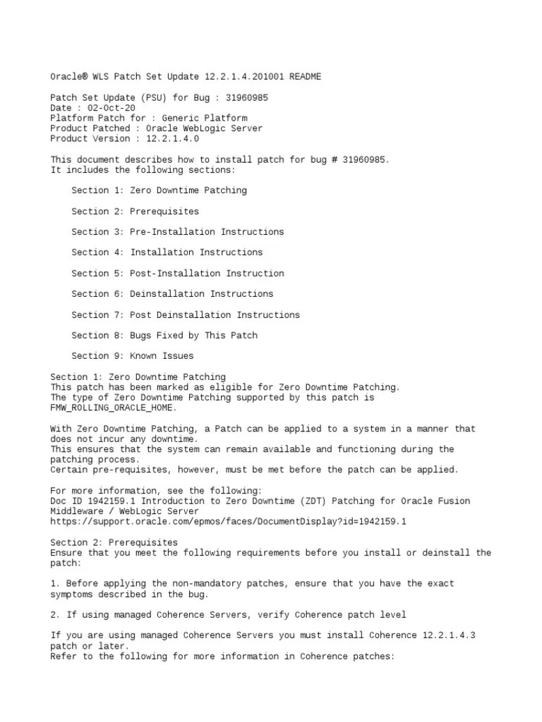 Oracle Patch Update 12.2.1.4 | PDF | Zip (File Format) | Java Virtual ...