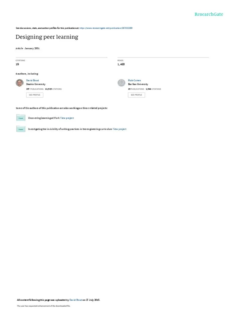 Designing Peer Learning PDF | PDF | Educational Assessment | Learning