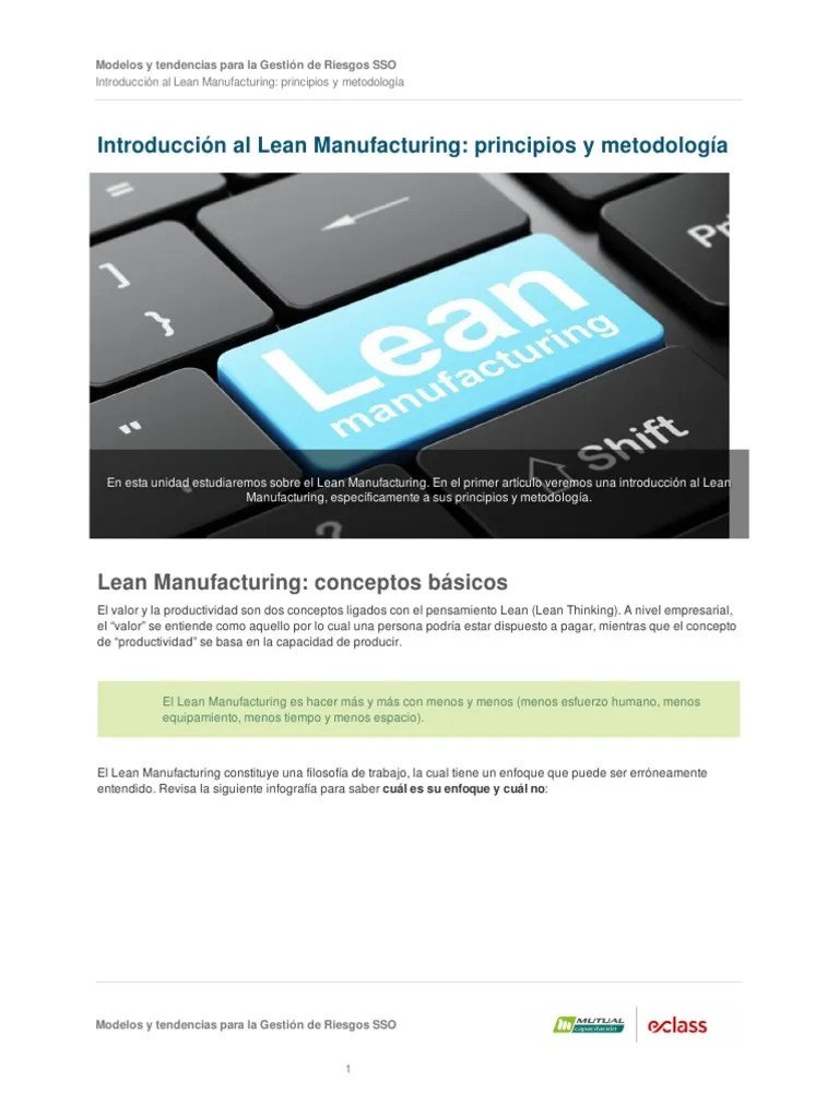 Introduccion - Al - Lean - Manufacturing - Principios - Y - Metodologia-Modulo 4 Unidad 3 | PDF ...