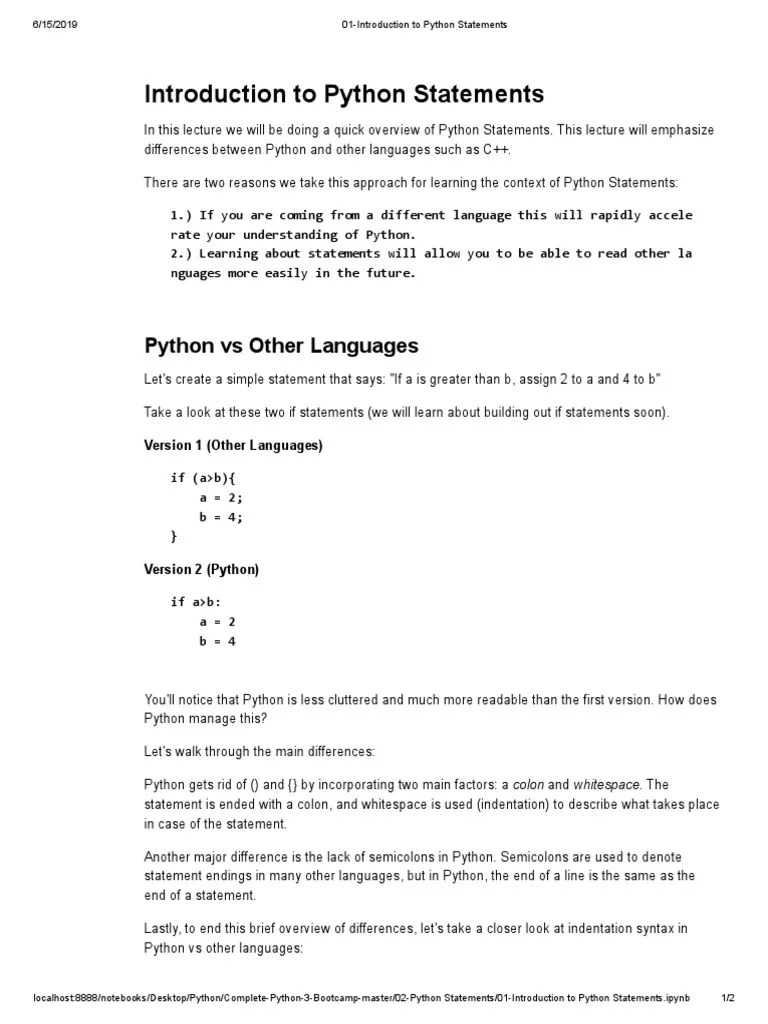 01-Introduction To Python Statements | PDF | Python (Programming ...