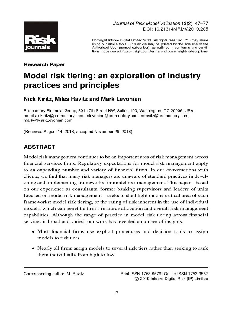 Model Risk Tiering | PDF | Risk | Risk Management
