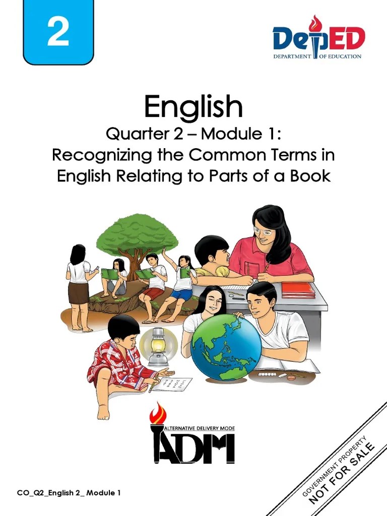 eng2 q2 m1 recognizing the common terms in english relating to parts of a book pdf book design table of contents