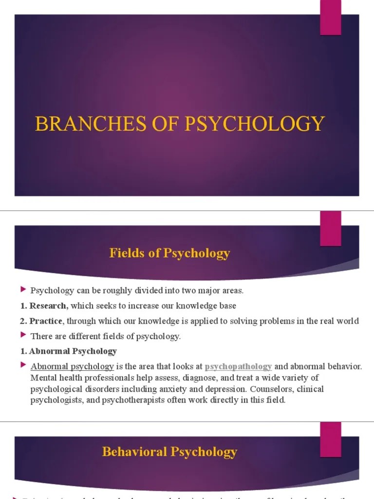 Branches Of Psychology | PDF | Developmental Psychology | Behavioral Neuroscience