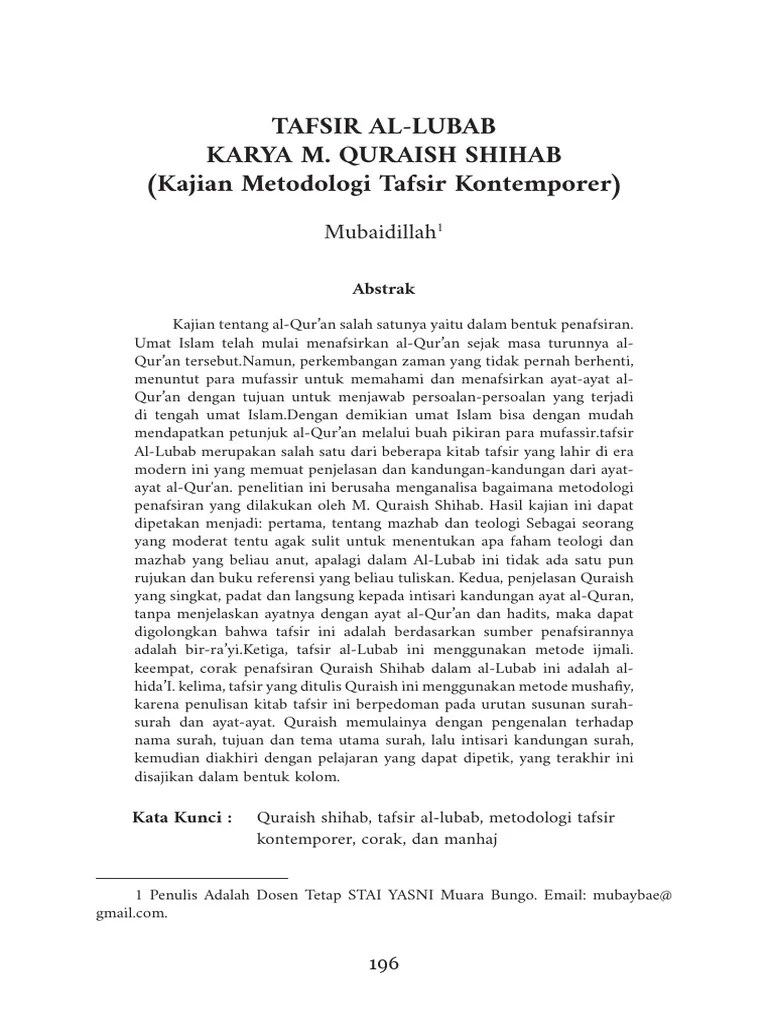 Tafsir Al Lubab Karya M Quraish Shihab K 5e2f8748 | PDF