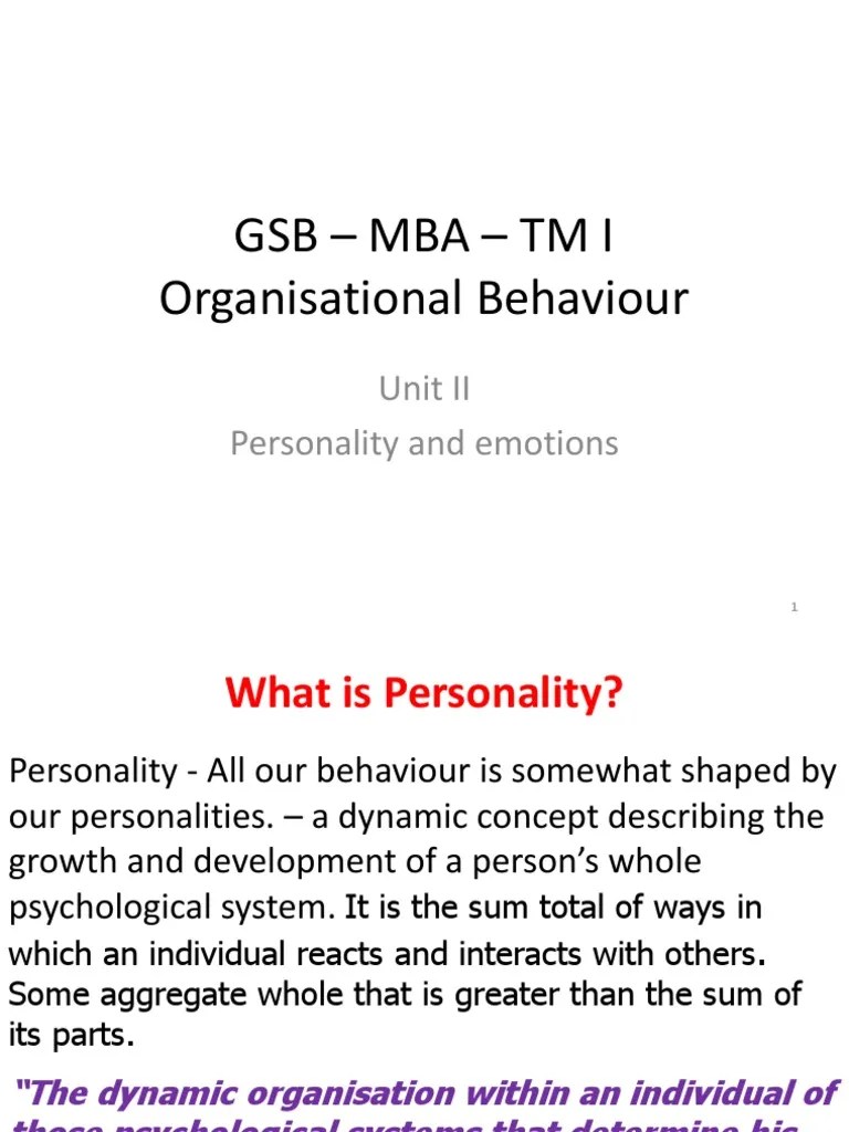 OB - Personality & Emotions | PDF | Personality Type | Id