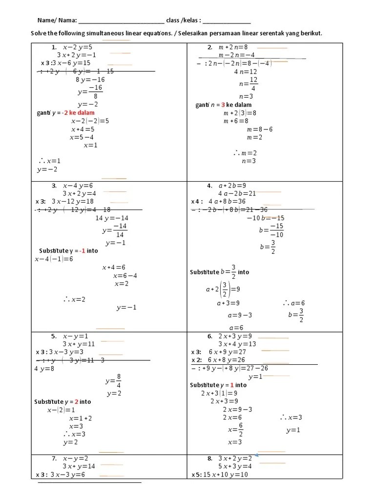 Simultaneous Equations BM | Download Free PDF | Equations ...
