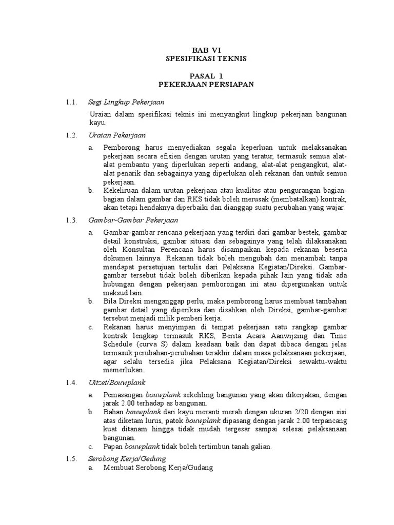 Spesifikasi Teknis Bangunan Kayu | PDF