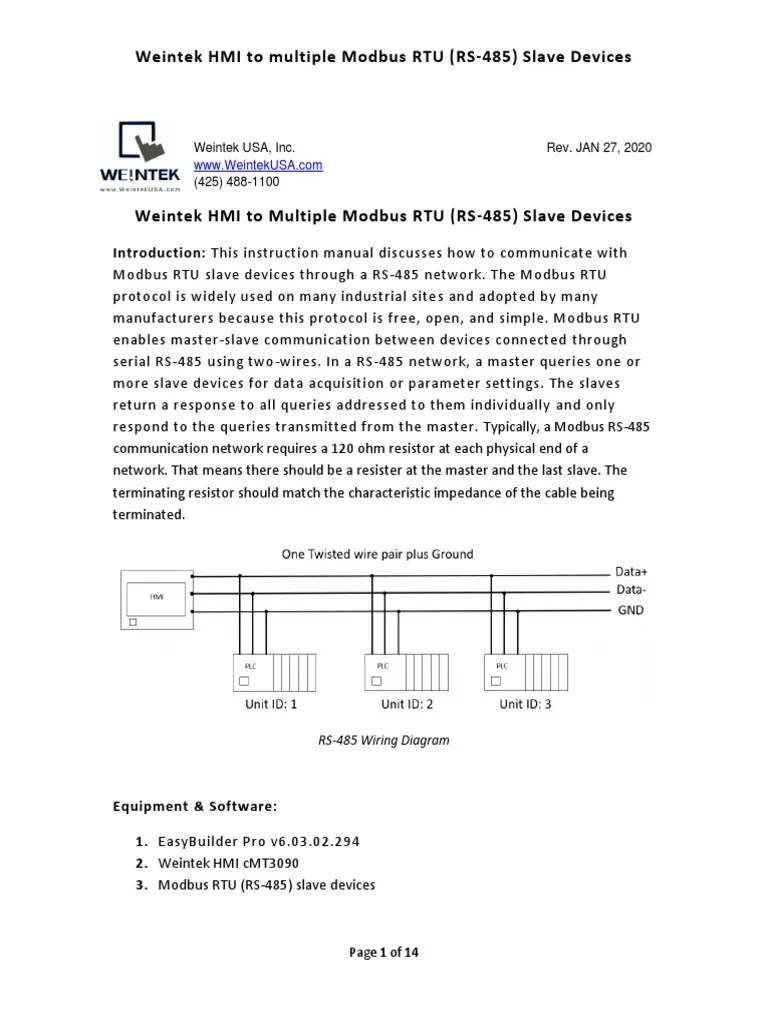 Weintek HMI To Multiple Modbus RTU Slave Devices | PDF | Computer Engineering | Computer Science