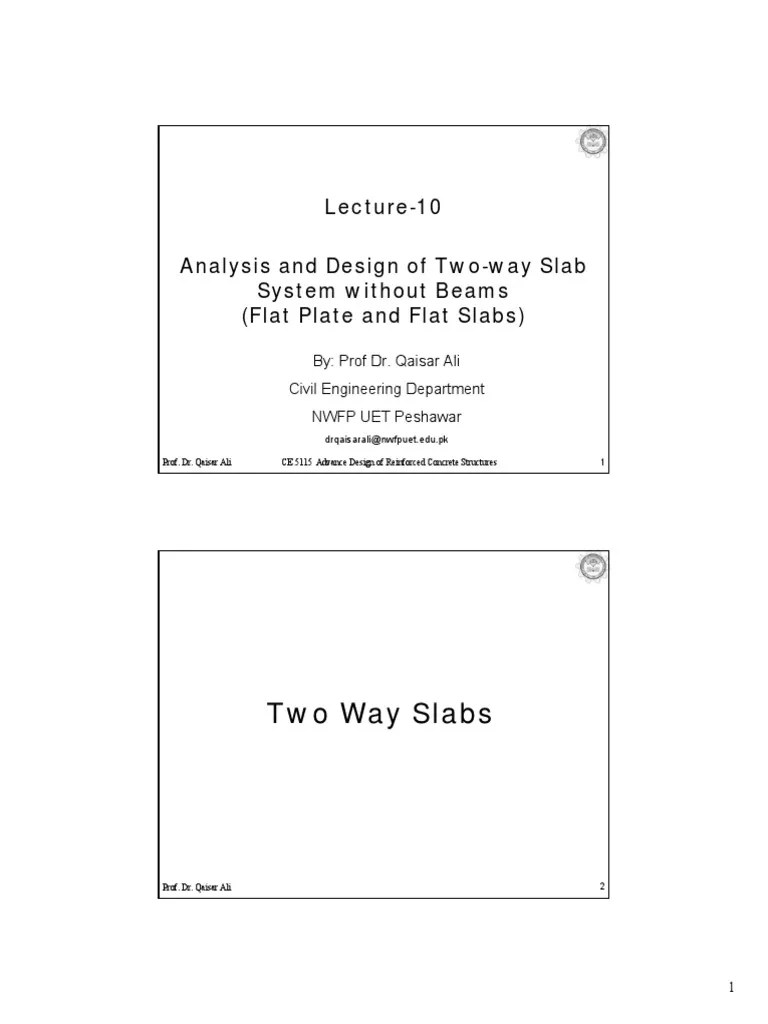 Lecture-10 Analysis And Design Of Flate Plates And Flat Slabs | PDF | Beam (Structure ...