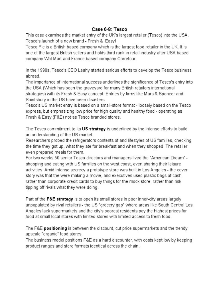 Case 6-8: Tesco | PDF | Tesco | Supermarket