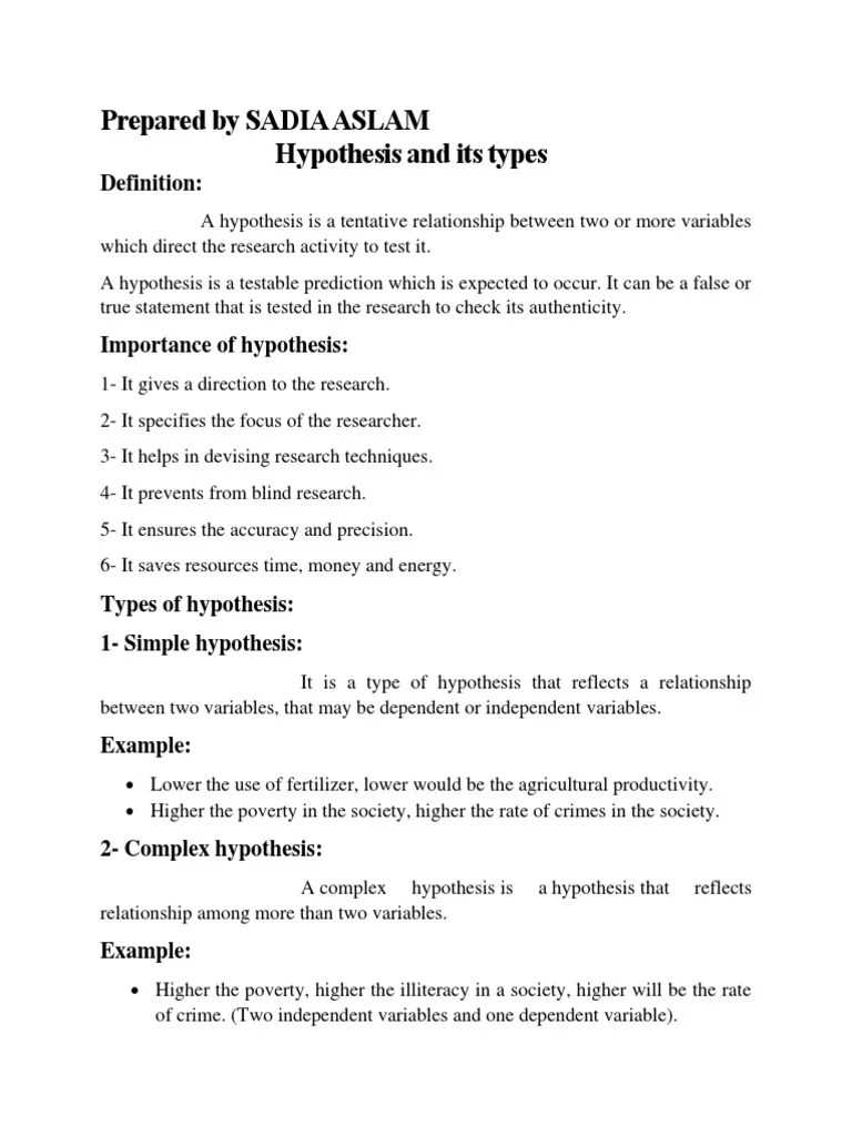Hypothesis And Its Types | PDF | Hypothesis | Statistical Hypothesis ...