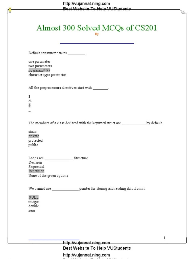 300 Top C Programming Multiple Choice Questions And Answers 2021 