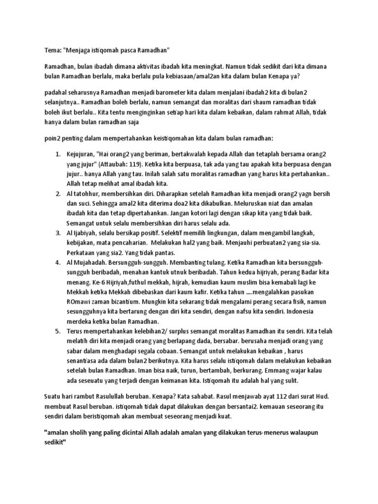 Nama al falaq diambil dari kata al falaq yang terdapat pada ayat pertama surat ini yang artinya waktu subuh. Tema Menjaga Amalan Setelah Ramadhan Pdf