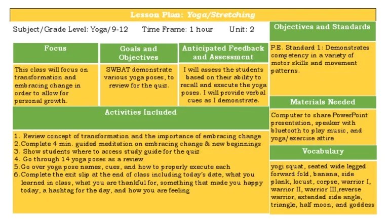 Yoga Lesson Plan | PDF