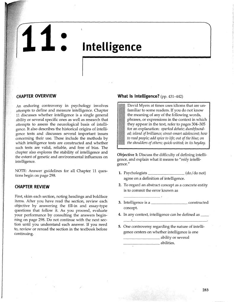 Chapter 11 Intelligence Myers Psychology 8e