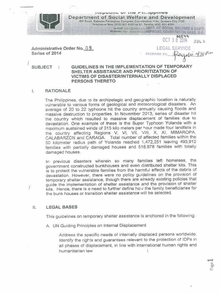 Guidelines Temporary Shelter | PDF