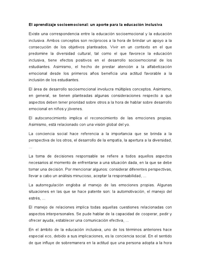 El Aprendizaje Socioemocional | PDF | Las Emociones | La Naturaleza Humana