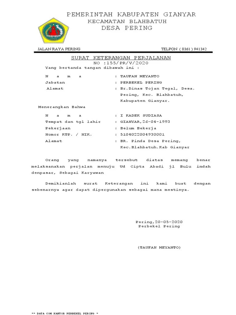 SURAT KETERANGAN Jalan | PDF