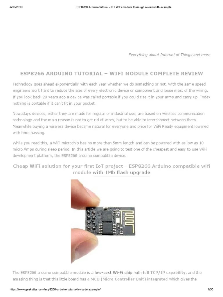 ESP8266 Arduino Tutorial - IoT WiFi Module Thorough Review With Example ...