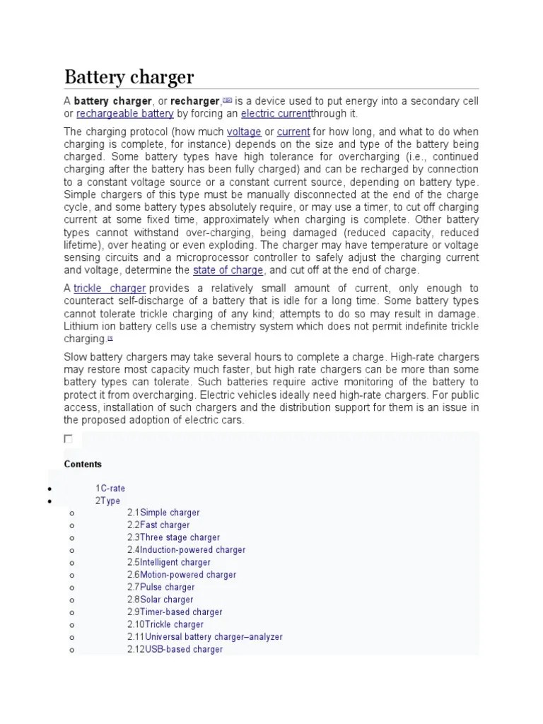 Battery Charger: Rechargeable Battery Electric Current Voltage Current ...