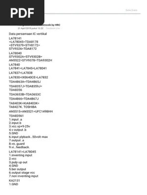 Misalnya ic vertikal yang rusak tersebut seri nya la 7840 atau la 7841, sementara stok ic vertikal yang sobat bawah hanya ada la 78040 atau . Data Persamaan Ic Vertikal La78141 Pdf