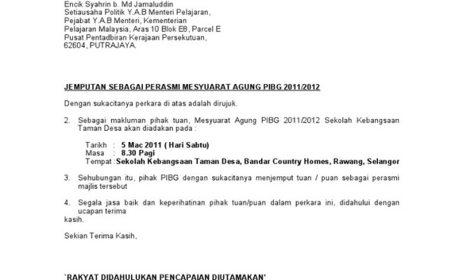 Contoh Surat Jemputan Mesyuarat - Contoh Surat Jemputan Mesyuarat Pdf