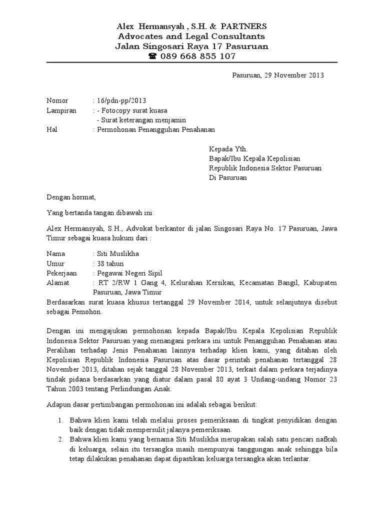 Surat Penangguhan Penahanan | PDF