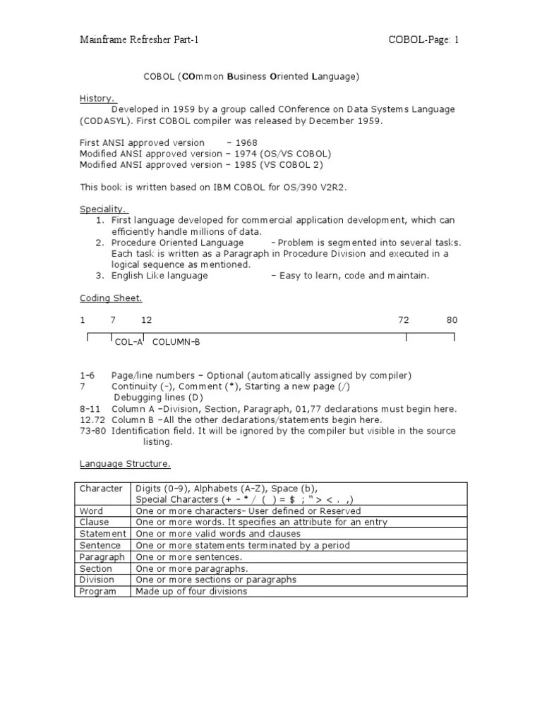 COBOL Mainframe Basics Guide | PDF | Byte | Computer Program