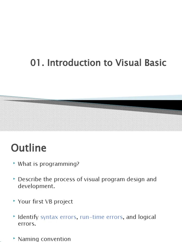 Introduction To Visual Basic | PDF | Visual Basic .Net | Computer ...