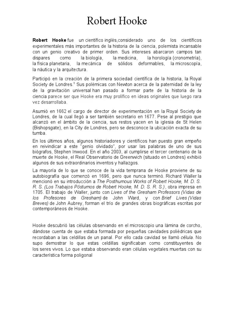 Robert Hooke Biografia | PDF