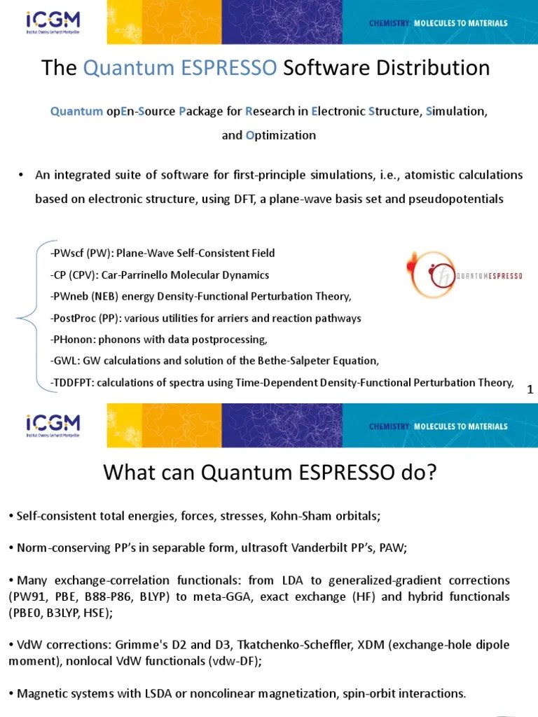 Quantum Espresso Tutorial | PDF | Density Functional Theory | Particle ...