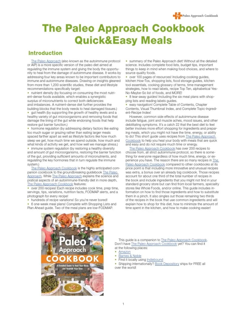 The Paleo Approach Cookbook Quick&Easy Meals | PDF | Roasting | Salad