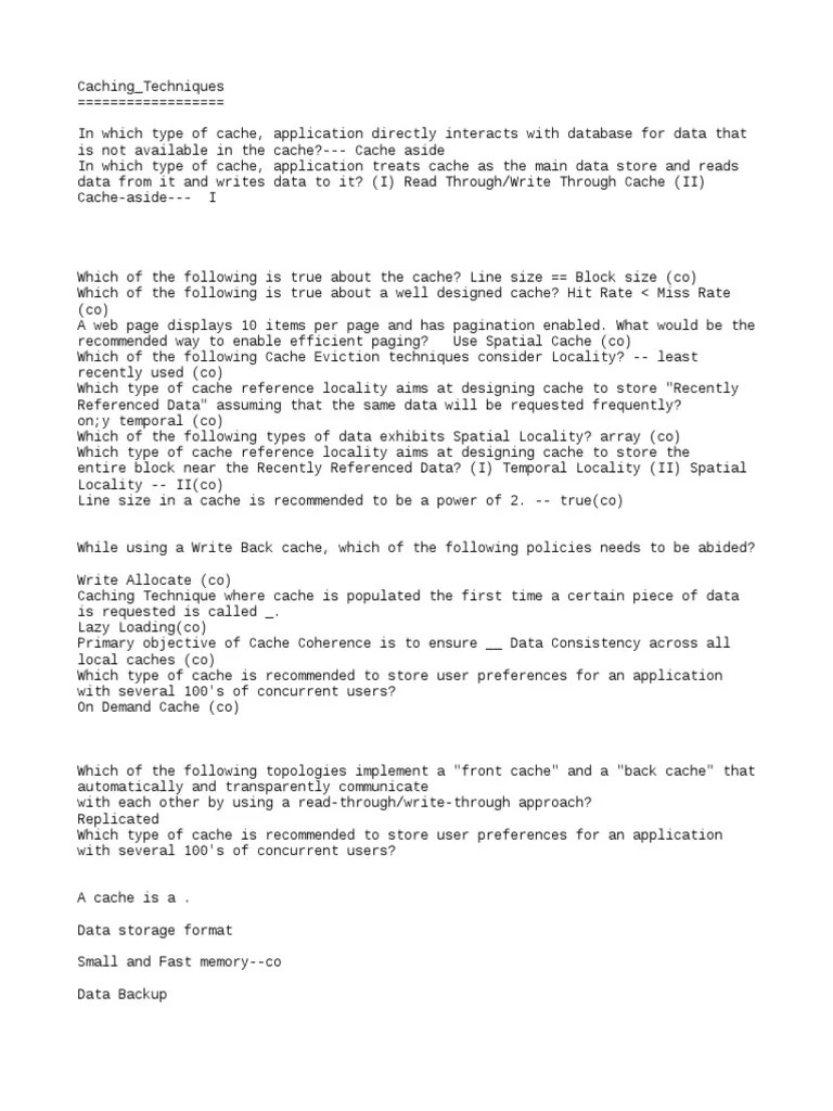 Caching Techniques | PDF | Cache (Computing) | Computer Architecture