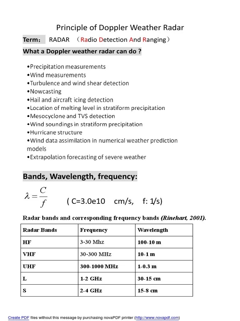 Principle Of Doppler Weather Radar | PDF | Radar | Scattering
