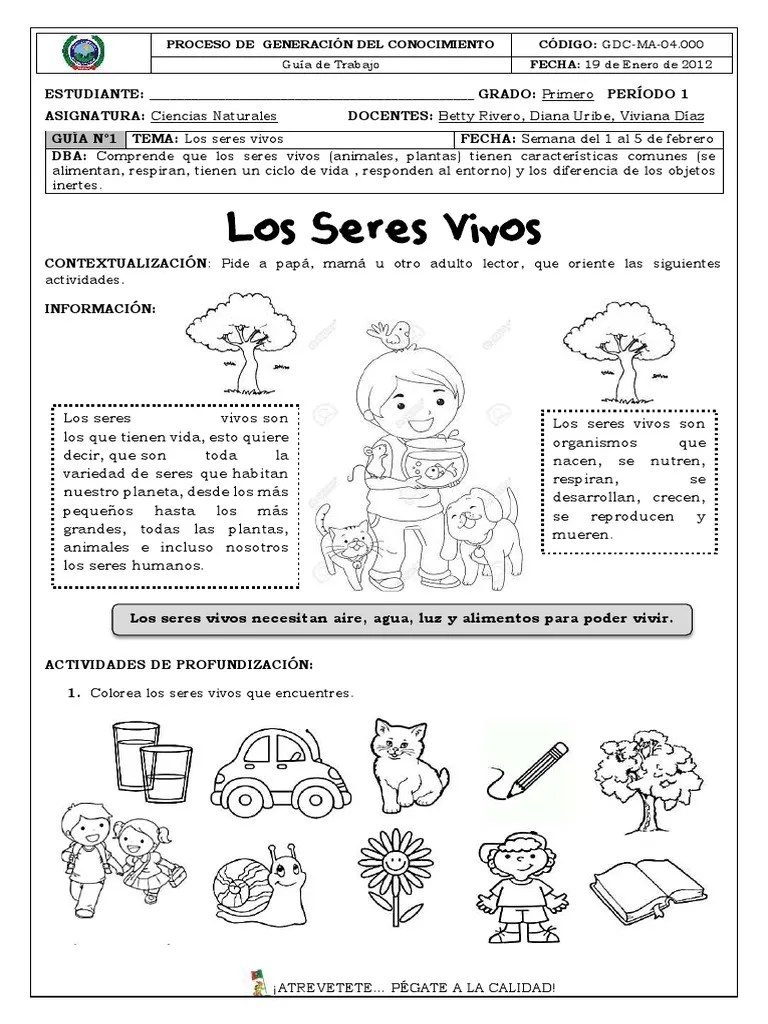 Guía 1 Naturales (Los Seres Vivos) | PDF | Vida | Organismos