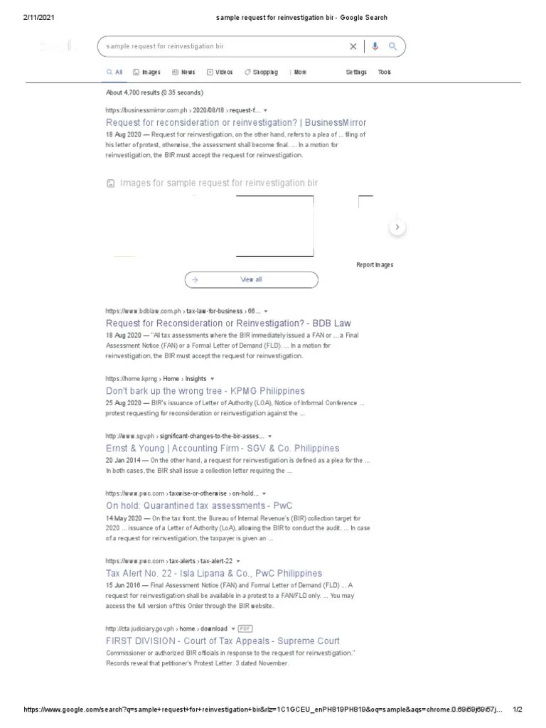 Sample Request For Reinvestigation Bir - Google Search | PDF ...
