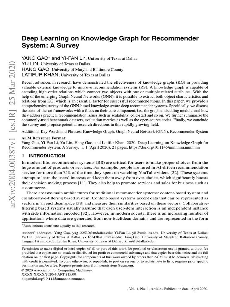 Knowledge Graph Recommender | PDF | Deep Learning | Vertex (Graph Theory)