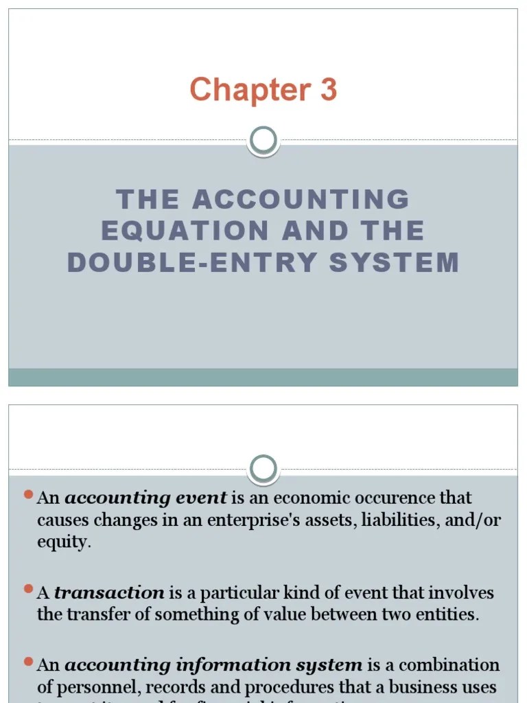 Chapter 3 - The Accounting Equation And Double Entry Bookkeeping 1 | PDF | Debits And Credits ...