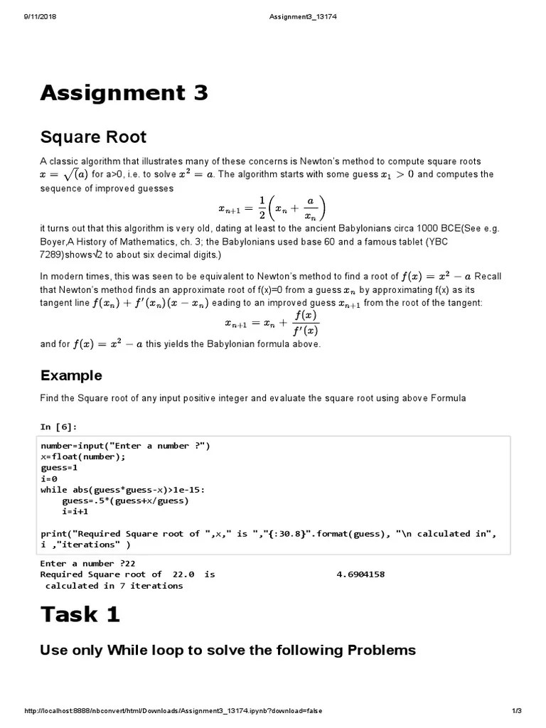 Assignment 3: Square Root | PDF | Square Root | Algorithms And Data ...