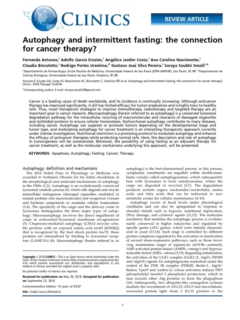 Autophagy And Intermittent Fasting The Connection For Cancer Therapy ...