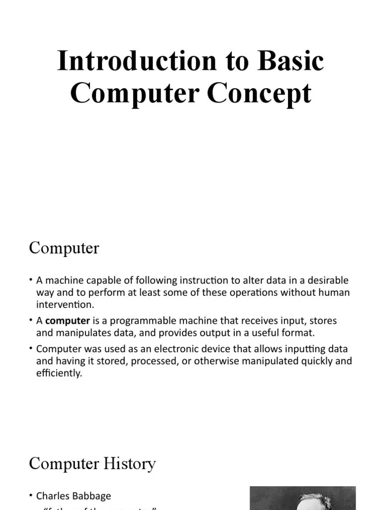 Introduction To Basic Computer Concept | PDF | Computer File | Input/Output