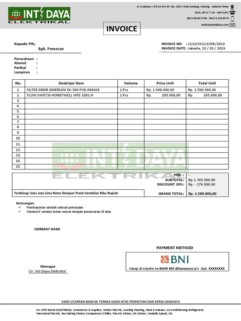 Contoh Invoice Penagihan | PDF