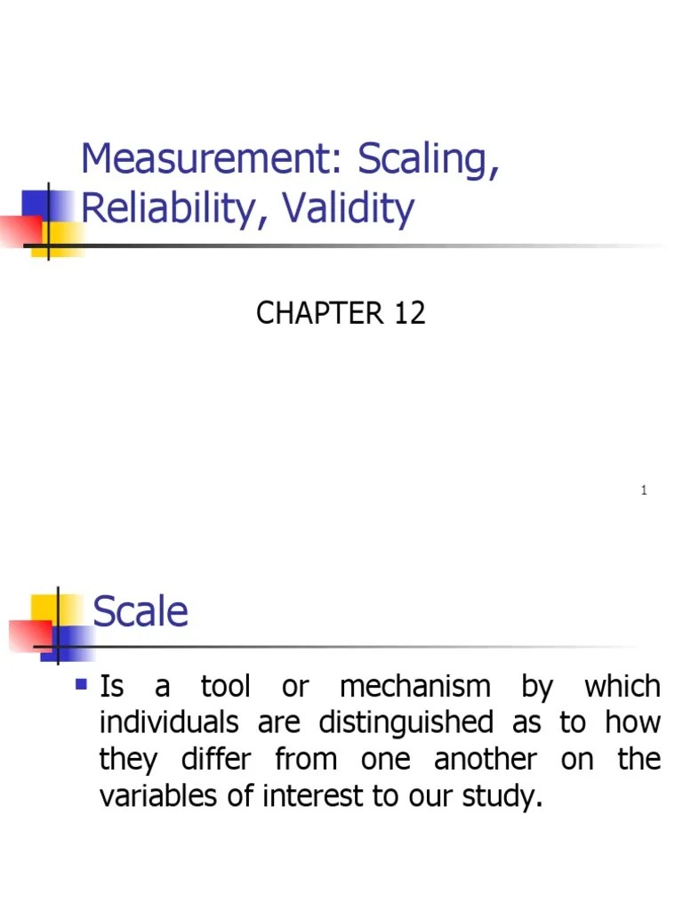 CHAPTER-12 Measurement, Scaling, Reliability | PDF | Level Of Measurement | Validity (Statistics)