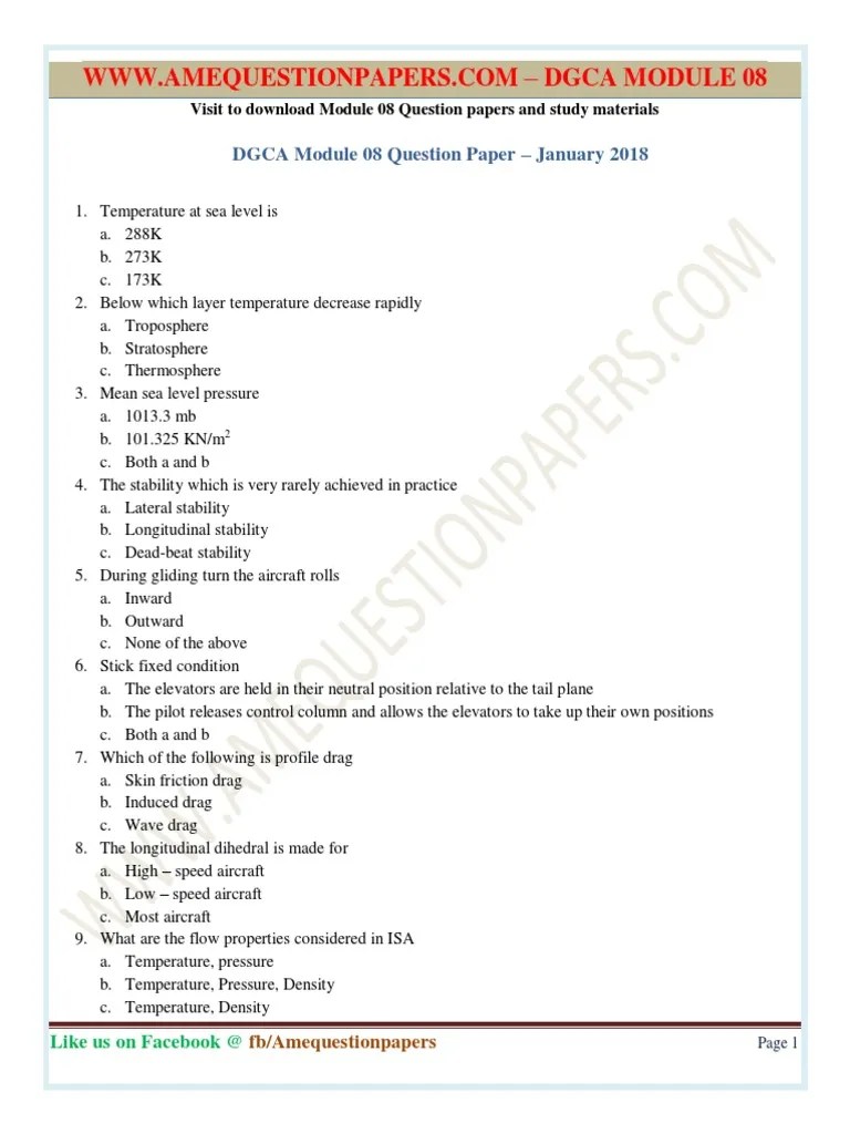 DGCA Module 08 Question Paper - January 2018: Visit To Download Module ...